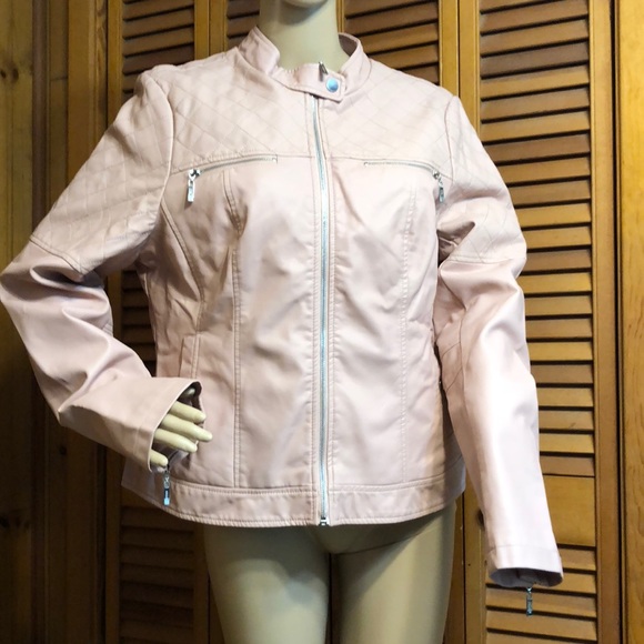 Light Pink Faux Leather Guess Jacket - Picture 1 of 9